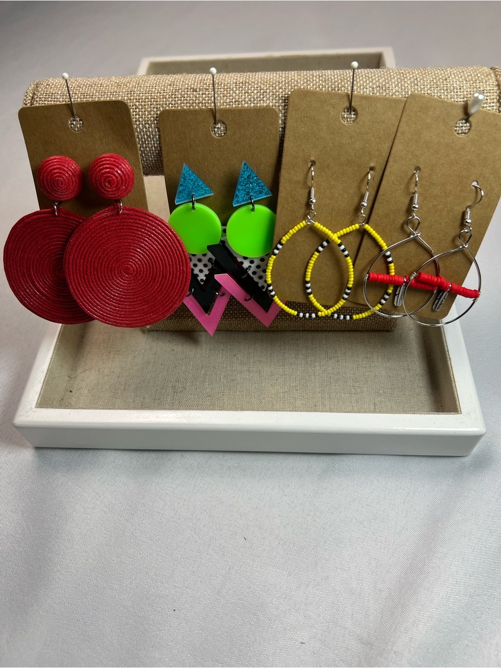 Fashion Earrings Bundle of Four Pairs Multi Colors, Styles and Materials
